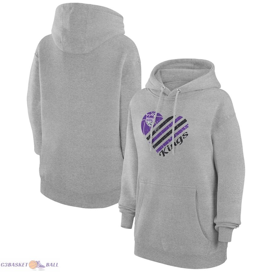 Women's Sacramento Kings G-III 4Her by Carl Banks Heather Gray Heart Pullover Hoodie