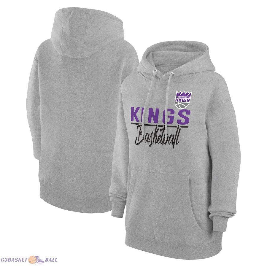 Women's Sacramento Kings G-III 4Her by Carl Banks Heather Gray Graphics Fleece Pullover Hoodie