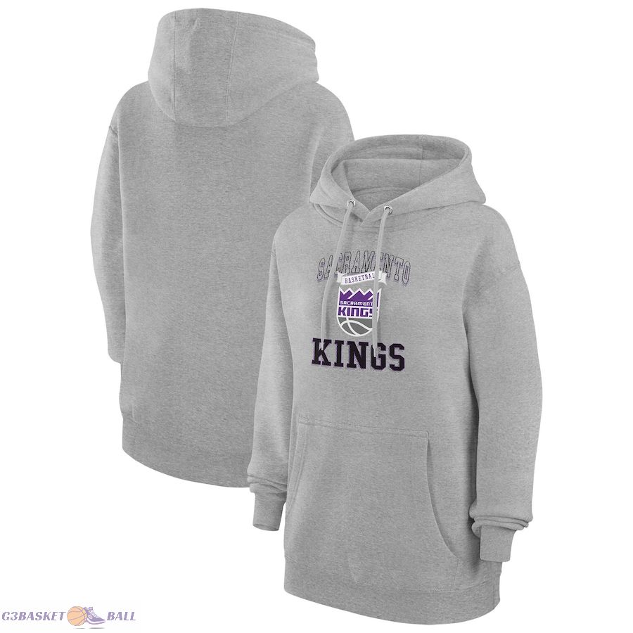 Women's Sacramento Kings G-III 4Her by Carl Banks Heather Gray Graphic Fleece Pullover Hoodie