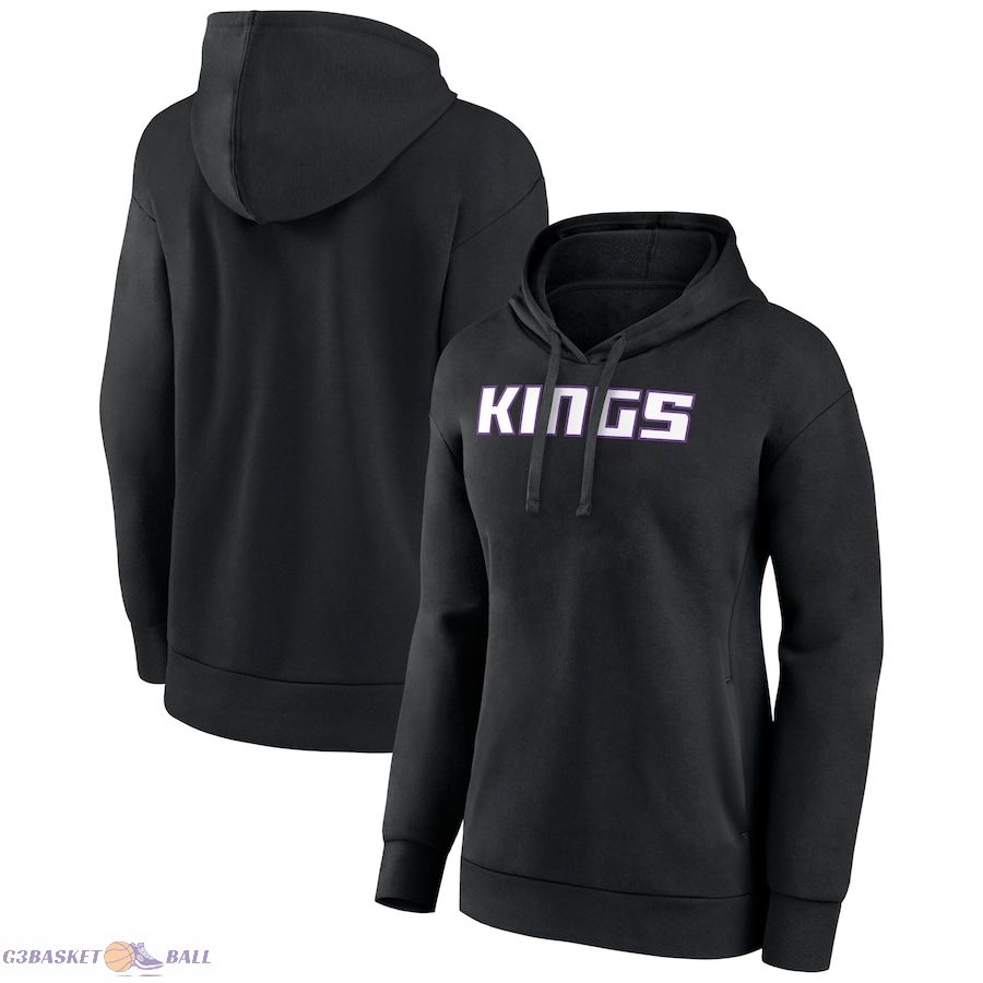 Women's Sacramento Kings Black Wordmark Alt Pullover Hoodie