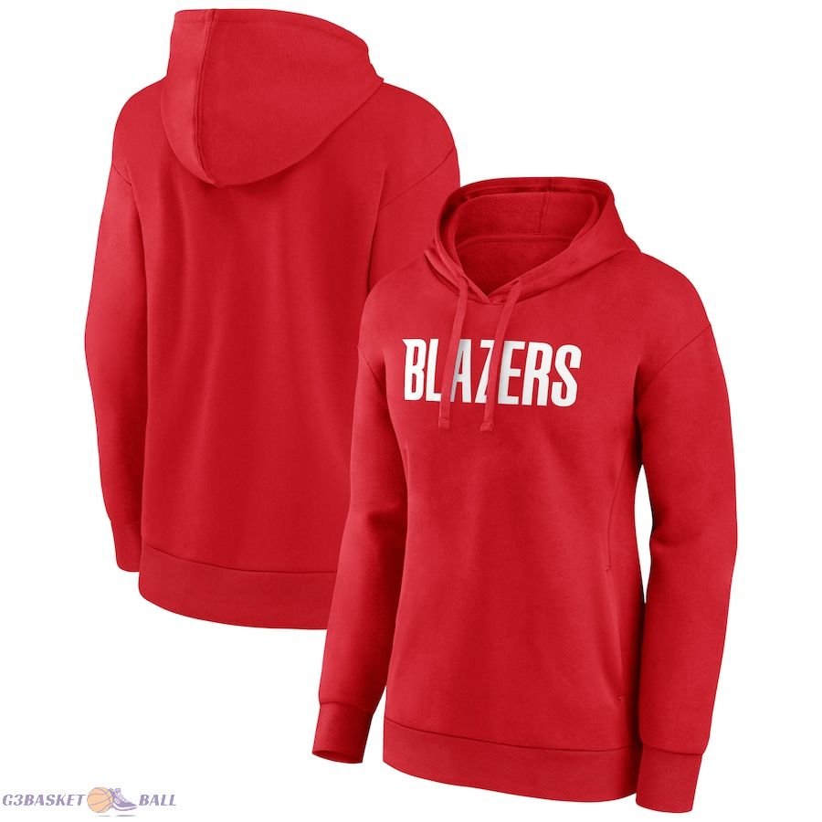 Women's Portland Trail Blazers Red Wordmark Alt Pullover Hoodie