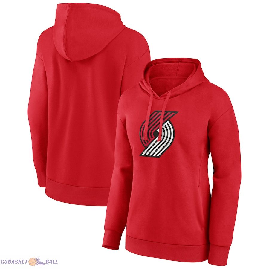 Women's Portland Trail Blazers Red Primary Logo Pullover Hoodie