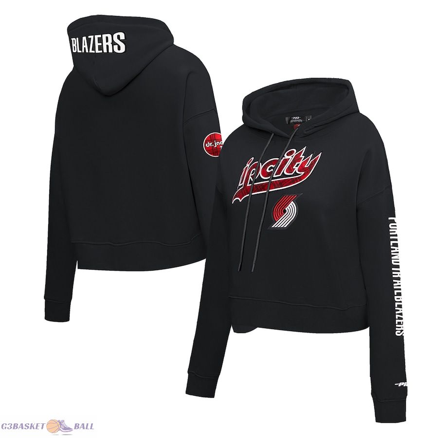 Women's Portland Trail Blazers Pro Standard Black 2023/24 City Edition Cropped Pullover Hoodie