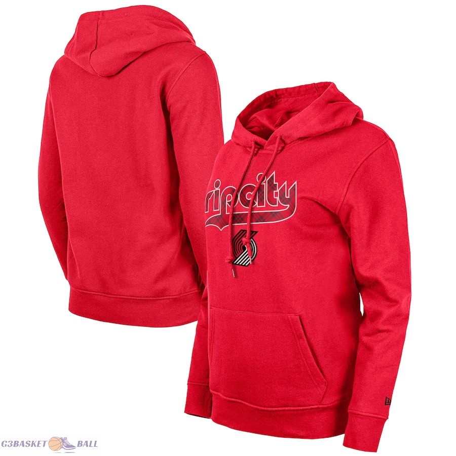 Women's Portland Trail Blazers New Era Red 2023/24 City Edition Pullover Hoodie