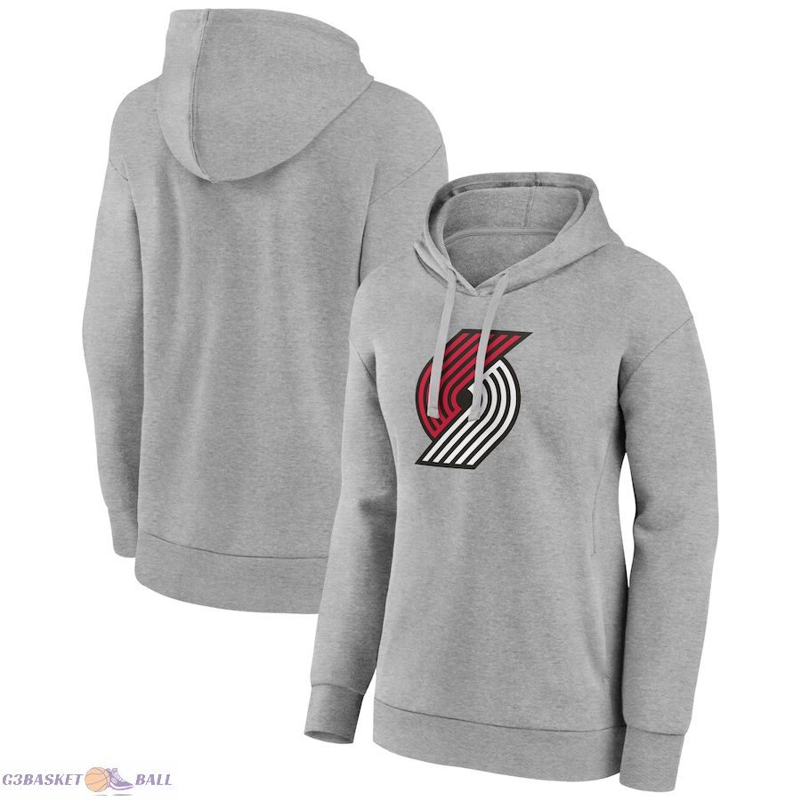 Women's Portland Trail Blazers Gray Primary Logo Pullover Hoodie