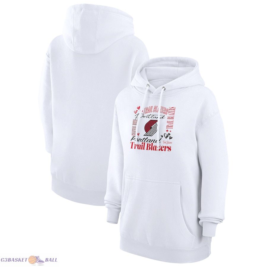 Women's Portland Trail Blazers G-III 4Her by Carl Banks White Team Collage Graphic Fleece Pullover Hoodie