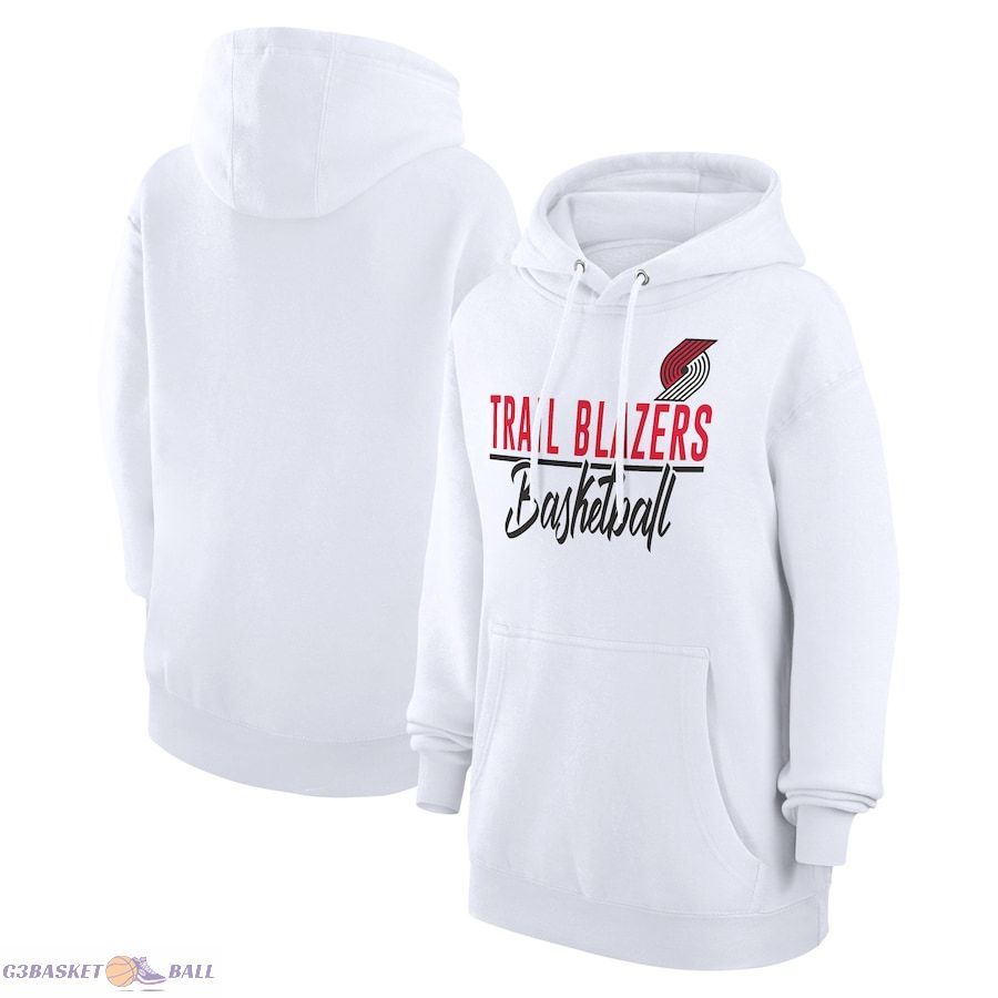 Women's Portland Trail Blazers G-III 4Her by Carl Banks White Graphics Fleece Pullover Hoodie