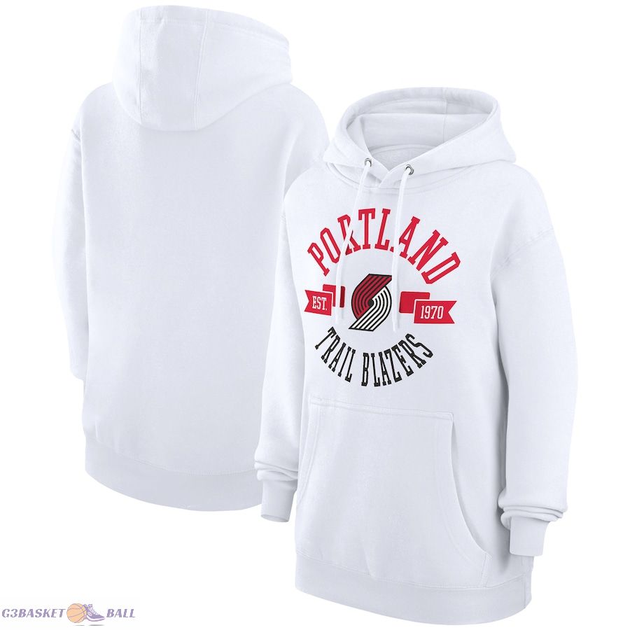 Women's Portland Trail Blazers G-III 4Her by Carl Banks White City Pullover Hoodie