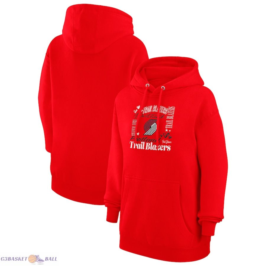 Women's Portland Trail Blazers G-III 4Her by Carl Banks Red Team Collage Graphic Fleece Pullover Hoodie