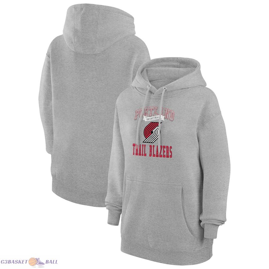 Women's Portland Trail Blazers G-III 4Her by Carl Banks Heather Gray Graphic Fleece Pullover Hoodie