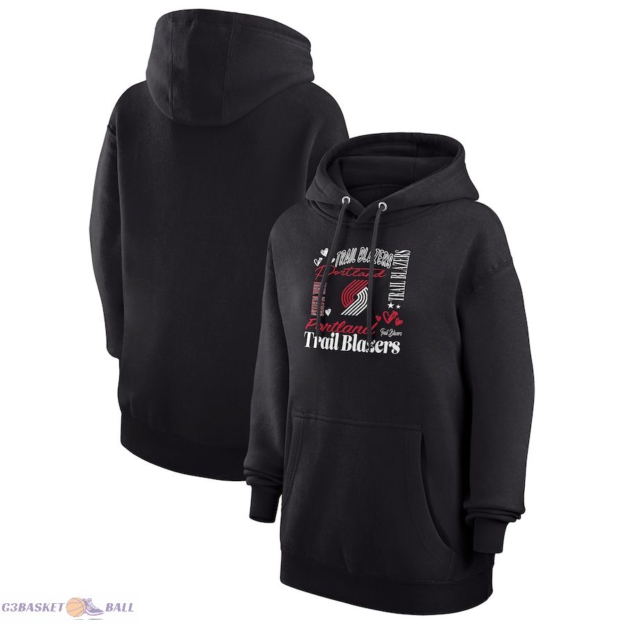 Women's Portland Trail Blazers G-III 4Her by Carl Banks Black Team Collage Graphic Fleece Pullover Hoodie