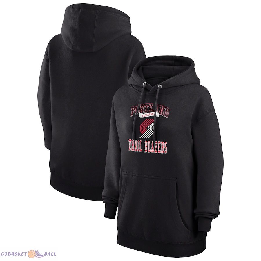 Women's Portland Trail Blazers G-III 4Her by Carl Banks Black Graphic Fleece Pullover Hoodie