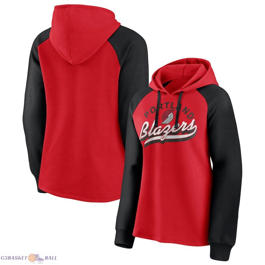 Women's Portland Trail Blazers Fanatics Red/Black Record Holder Raglan Pullover Hoodie