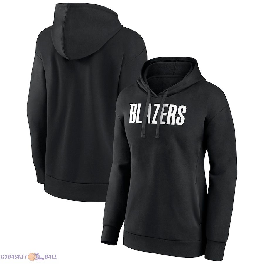 Women's Portland Trail Blazers Black Wordmark Alt Pullover Hoodie