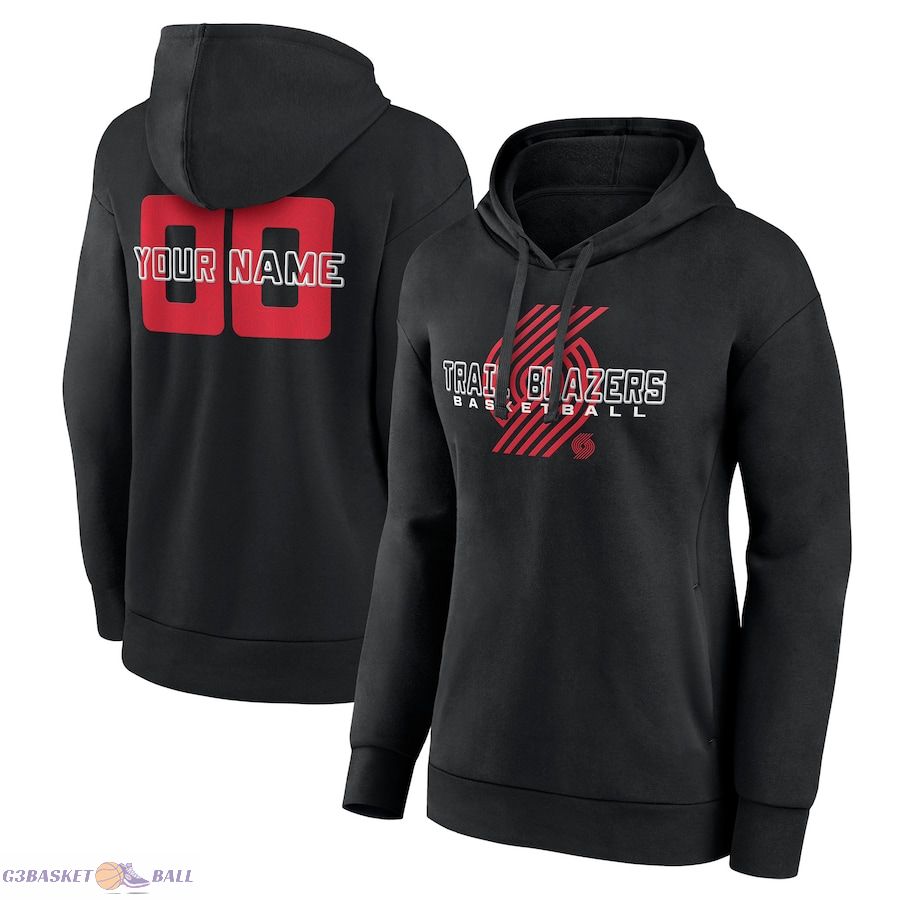 Women's Portland Trail Blazers Black Stellar Personalized Name & Number Pullover Hoodie