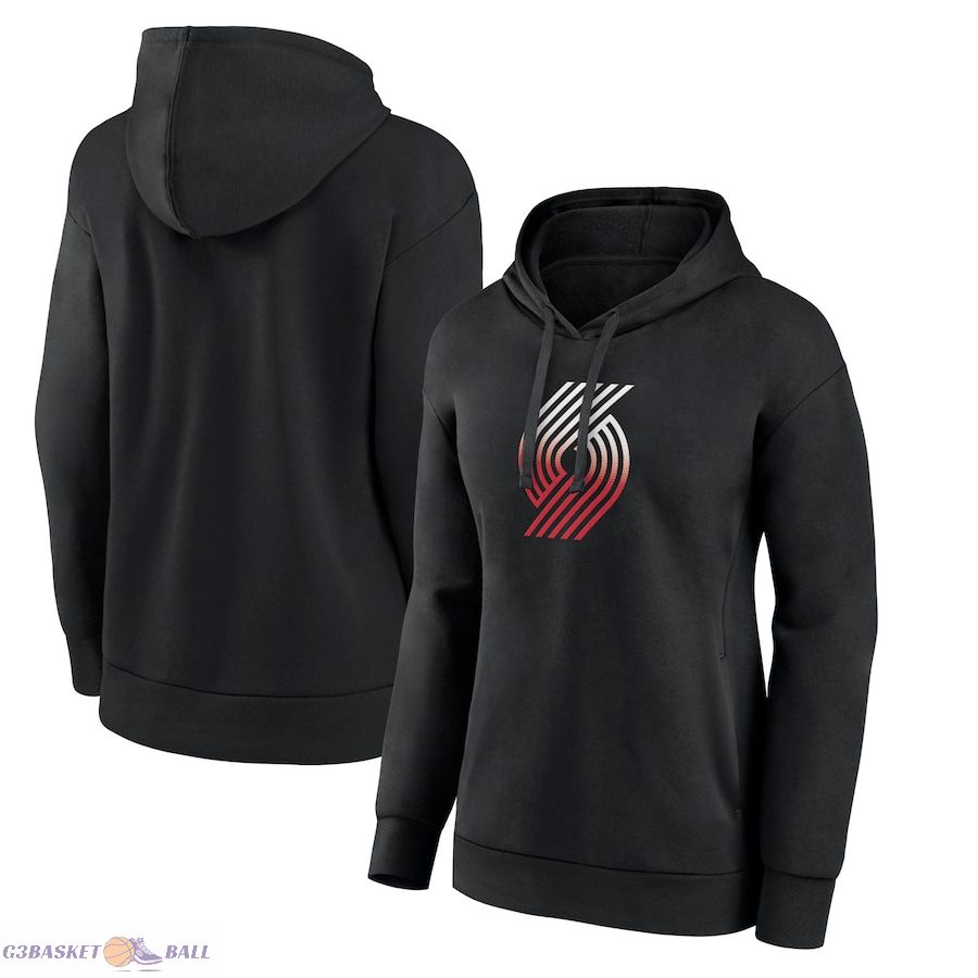 Women's Portland Trail Blazers Black Gradient Logo Pullover Hoodie