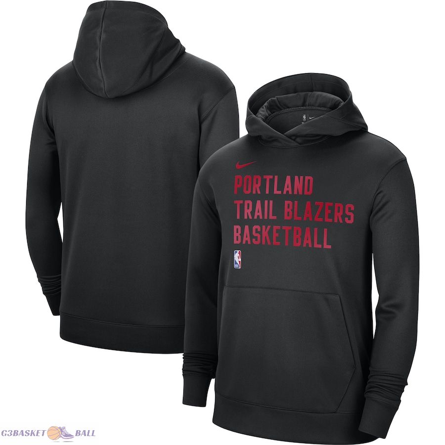 Unisex Portland Trail Blazers Nike Black 2023/24 Performance Spotlight On-Court Practice Pullover Hoodie