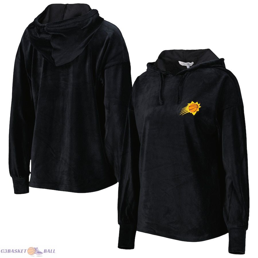 Women's Phoenix Suns Touch Black End Line Velour Pullover Hoodie