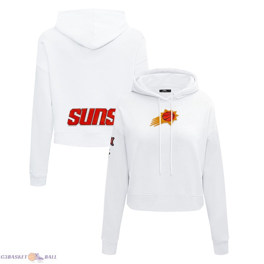 Women's Phoenix Suns Pro Standard White Classic FLC Cropped Pullover Hoodie