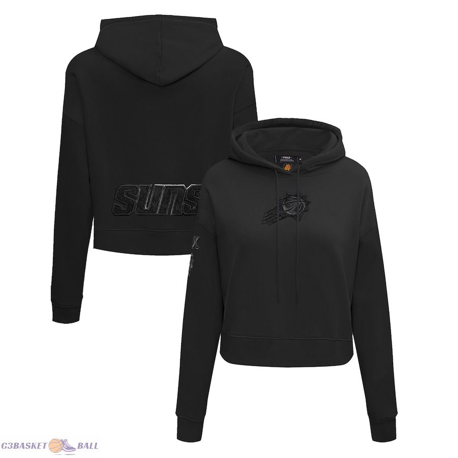 Women's Phoenix Suns Pro Standard Black Triple Black FLC Cropped Pullover Hoodie