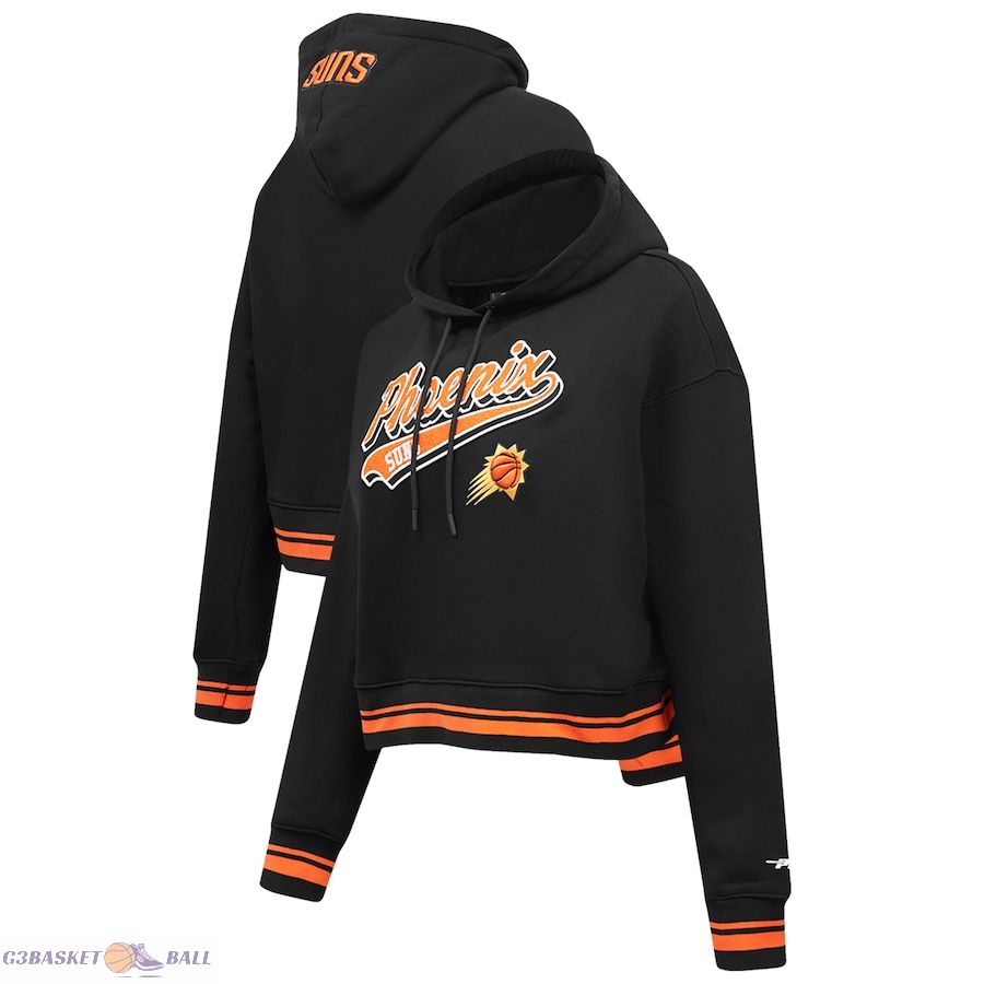 Women's Phoenix Suns Pro Standard Black Script Tail Cropped Pullover Hoodie