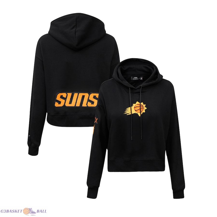 Women's Phoenix Suns Pro Standard Black Classic FLC Cropped Pullover Hoodie