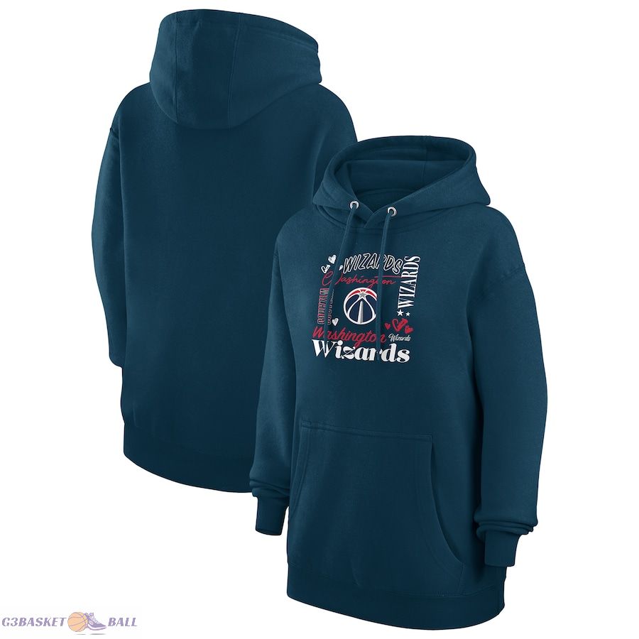 Women's Washington Wizards G-III 4Her by Carl Banks Navy Team Collage Graphic Fleece Pullover Hoodie