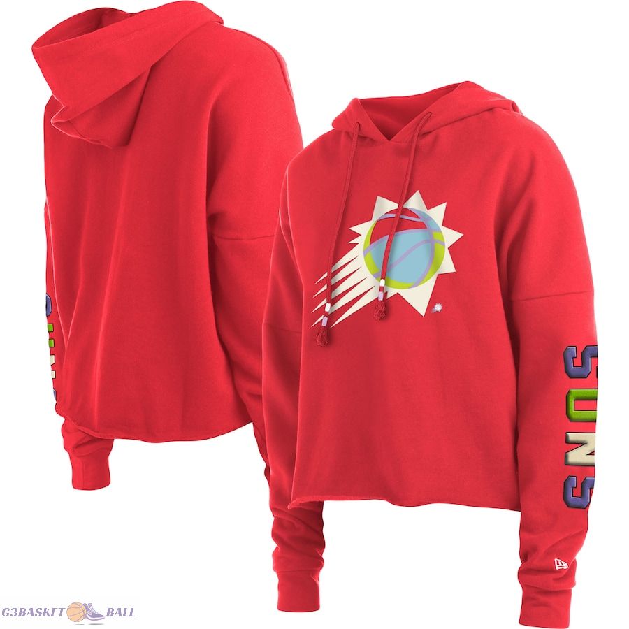 Women's Phoenix Suns New Era Red Color Pack Cropped Top Pullover Hoodie