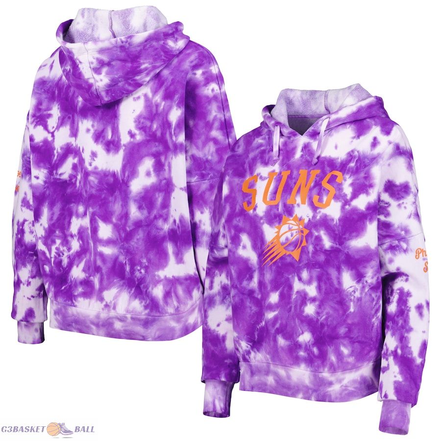 Women's Phoenix Suns New Era Purple Brushed Cotton Tie-Dye Pullover Hoodie