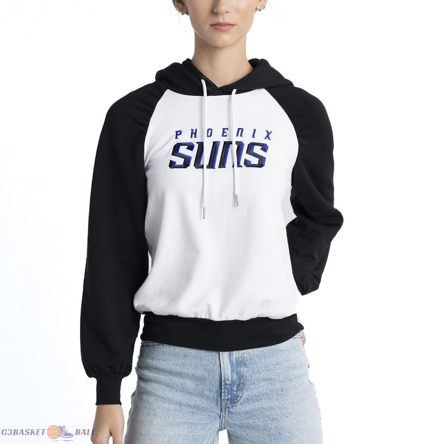 Women's Phoenix Suns Lusso White Marlowe Tri-Blend Raglan Pullover Hoodie