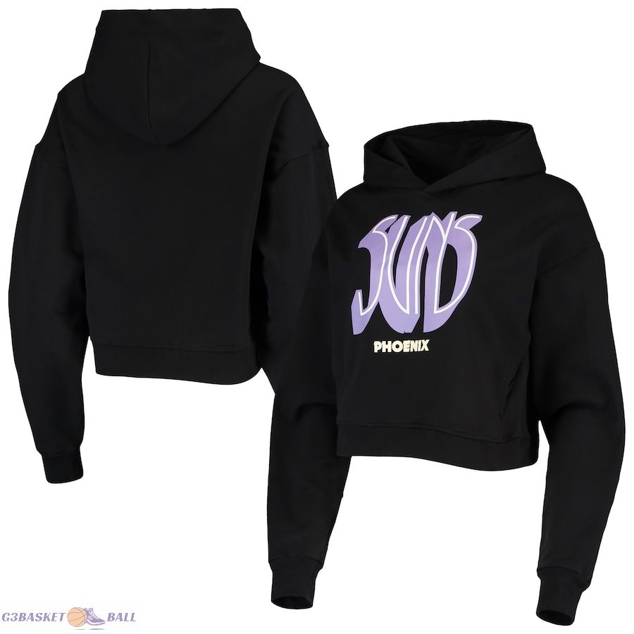 Women's Phoenix Suns Lusso Black Layla World Tour Cropped Pullover Hoodie