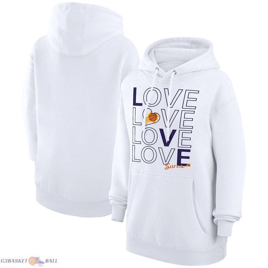 Women's Phoenix Suns G-III 4Her by Carl Banks White Basketball Love Fleece Pullover Hoodie