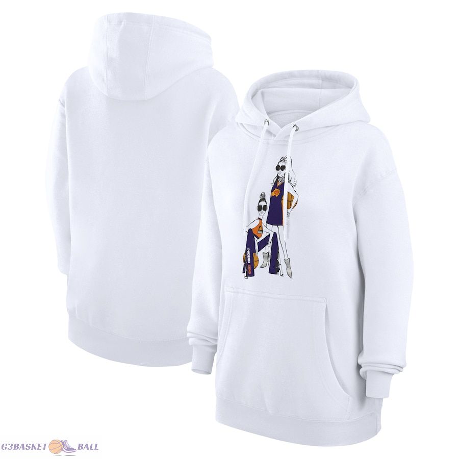 Women's Phoenix Suns G-III 4Her by Carl Banks White Basketball Girls Fleece Pullover Hoodie