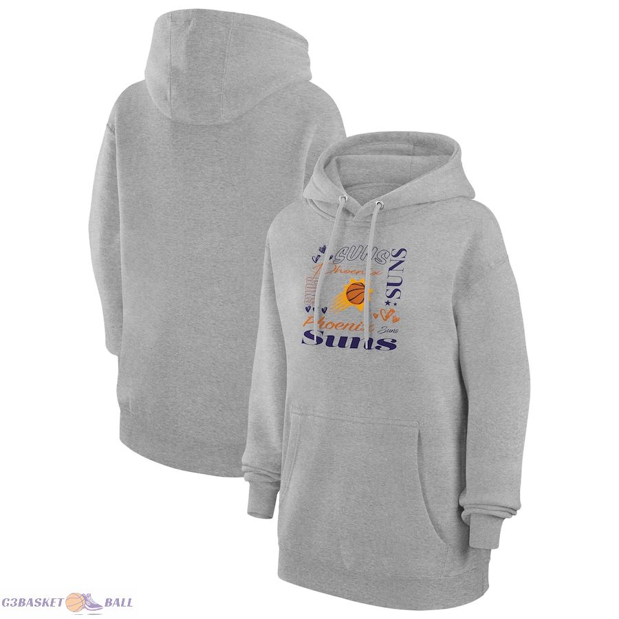 Women's Phoenix Suns G-III 4Her by Carl Banks Heather Gray Team Collage Graphic Fleece Pullover Hoodie