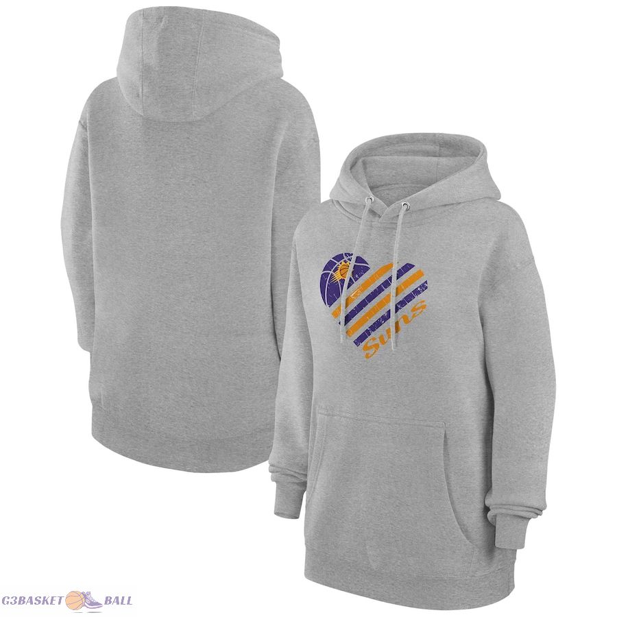 Women's Phoenix Suns G-III 4Her by Carl Banks Heather Gray Heart Pullover Hoodie