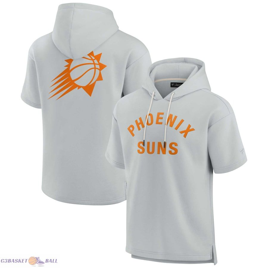 Unisex Phoenix Suns Fanatics Gray Elements Super Soft Fleece Short Sleeve Pullover Hoodie