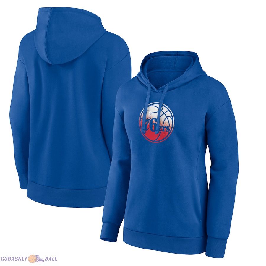 Women's Philadelphia 76ers Royal Gradient Logo Pullover Hoodie