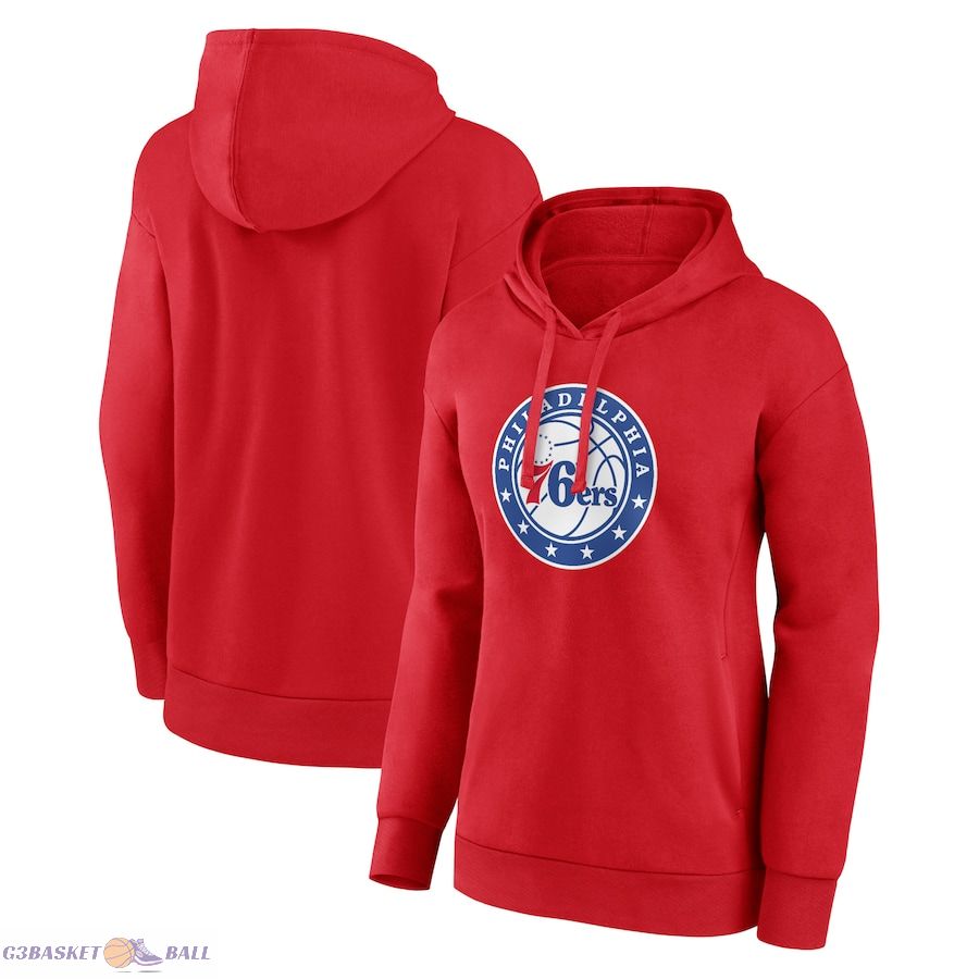 Women's Philadelphia 76ers Red Alternate Logo Pullover Hoodie