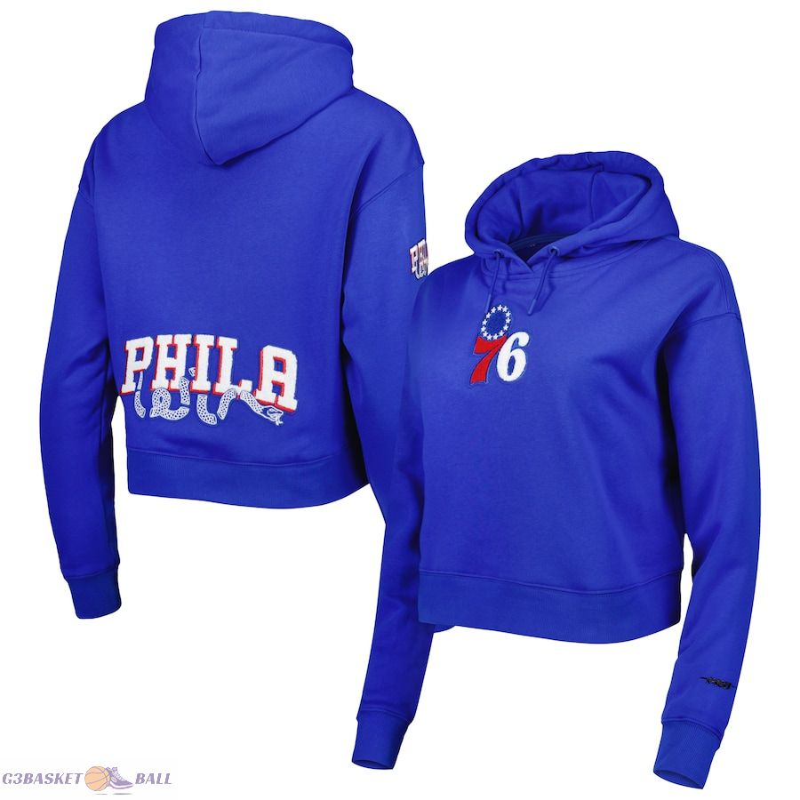 Women's Philadelphia 76ers Pro Standard Royal Classic Fleece Cropped Pullover Hoodie