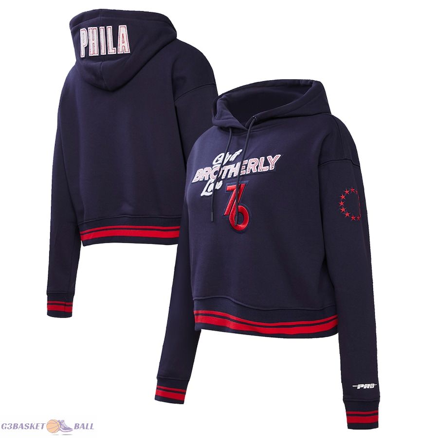 Women's Philadelphia 76ers Pro Standard Black 2023/24 City Edition Cropped Pullover Hoodie