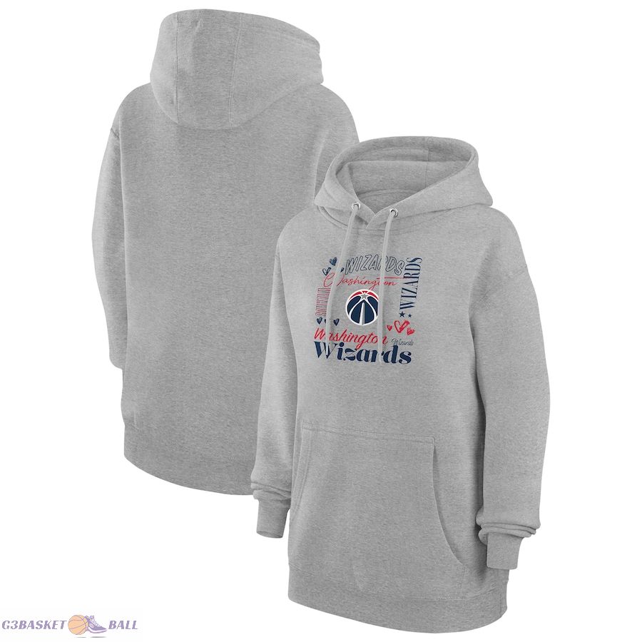 Women's Washington Wizards G-III 4Her by Carl Banks Heather Gray Team Collage Graphic Fleece Pullover Hoodie