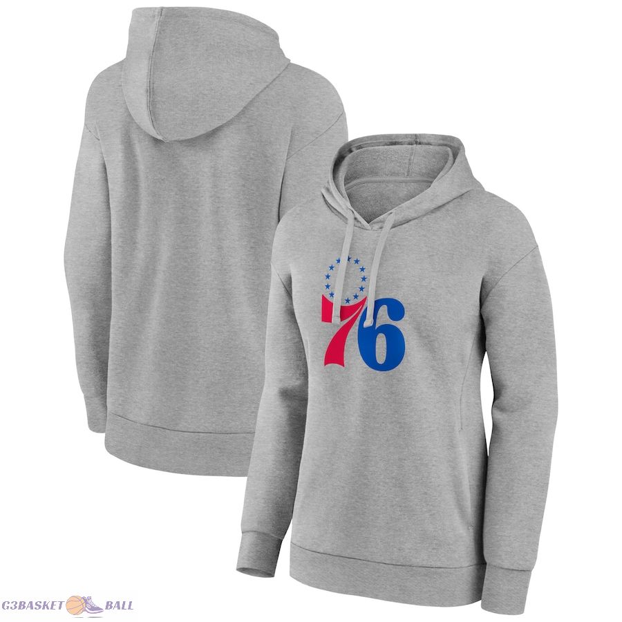 Women's Philadelphia 76ers Gray Primary Logo Pullover Hoodie