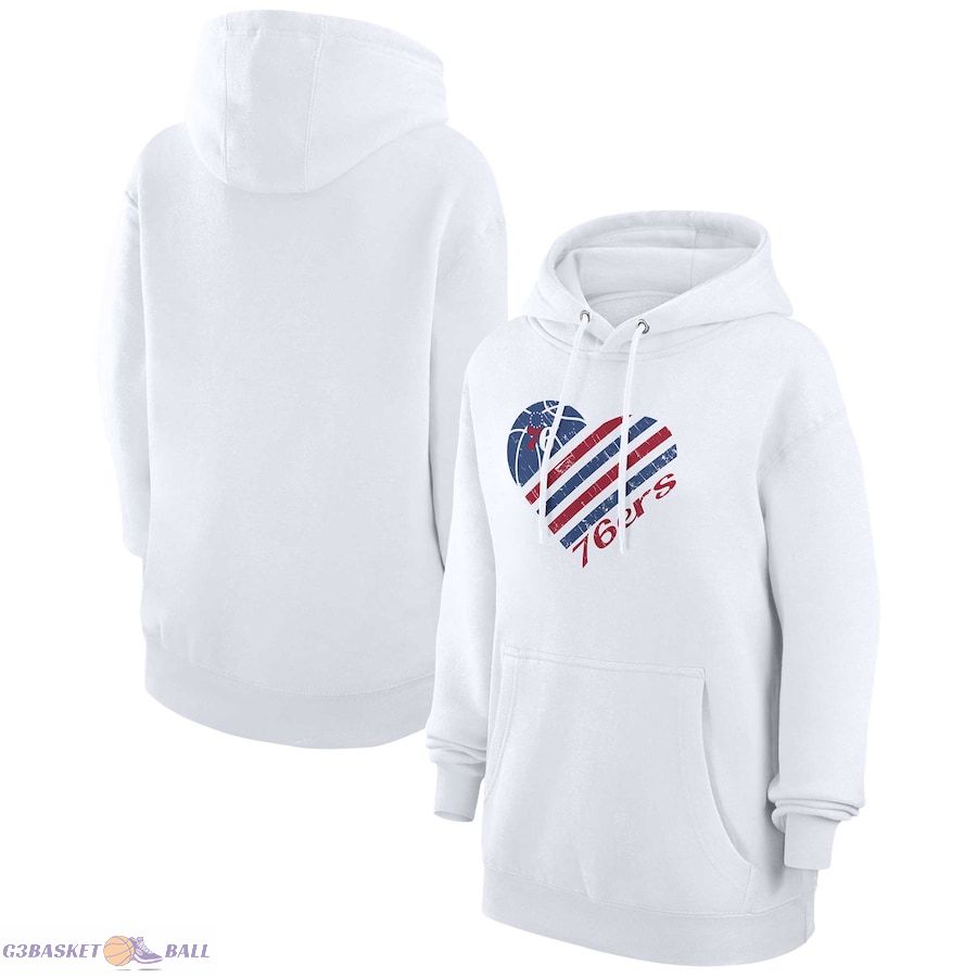 Women's Philadelphia 76ers G-III 4Her by Carl Banks White Heart Pullover Hoodie