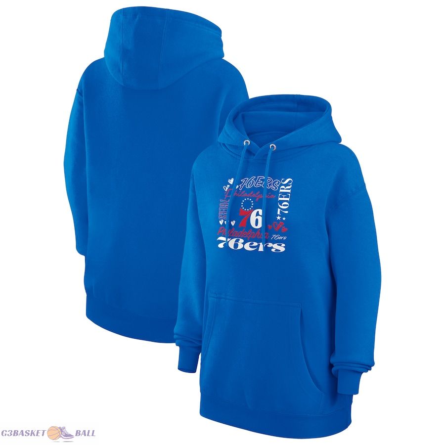 Women's Philadelphia 76ers G-III 4Her by Carl Banks Royal Team Collage Graphic Fleece Pullover Hoodie