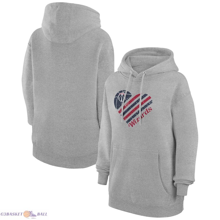 Women's Washington Wizards G-III 4Her by Carl Banks Heather Gray Heart Pullover Hoodie