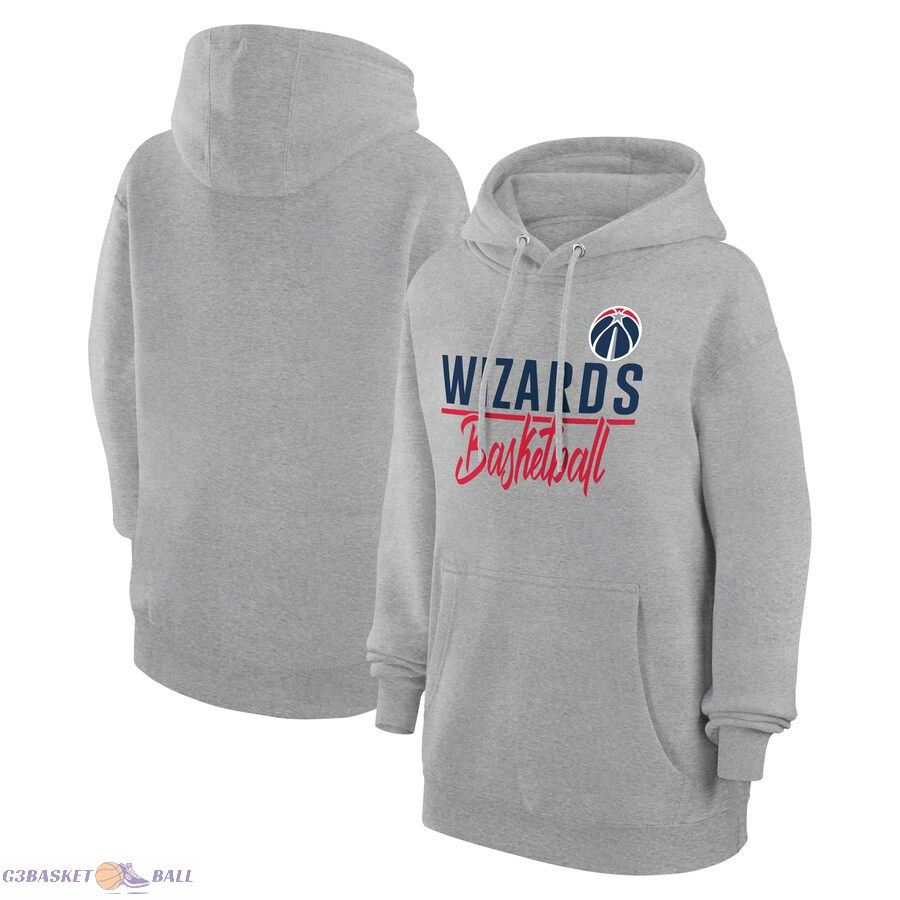 Women's Washington Wizards G-III 4Her by Carl Banks Heather Gray Graphics Fleece Pullover Hoodie