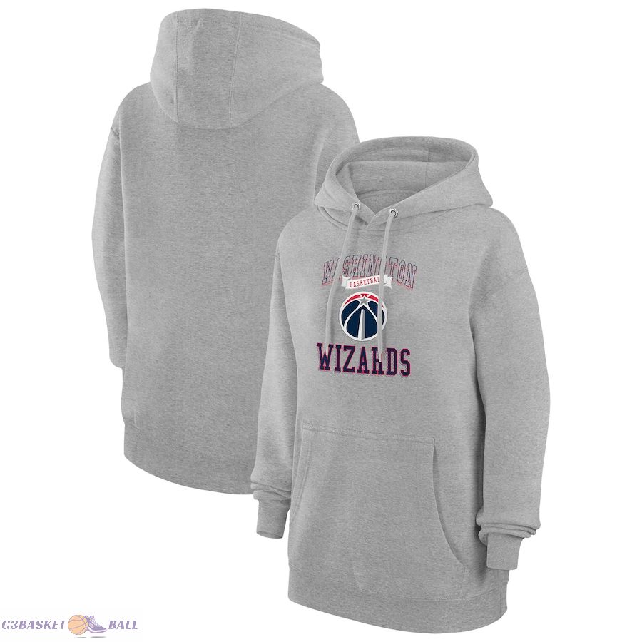 Women's Washington Wizards G-III 4Her by Carl Banks Heather Gray Graphic Fleece Pullover Hoodie