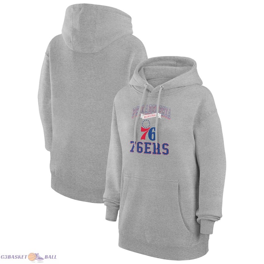 Women's Philadelphia 76ers G-III 4Her by Carl Banks Heather Gray Graphic Fleece Pullover Hoodie