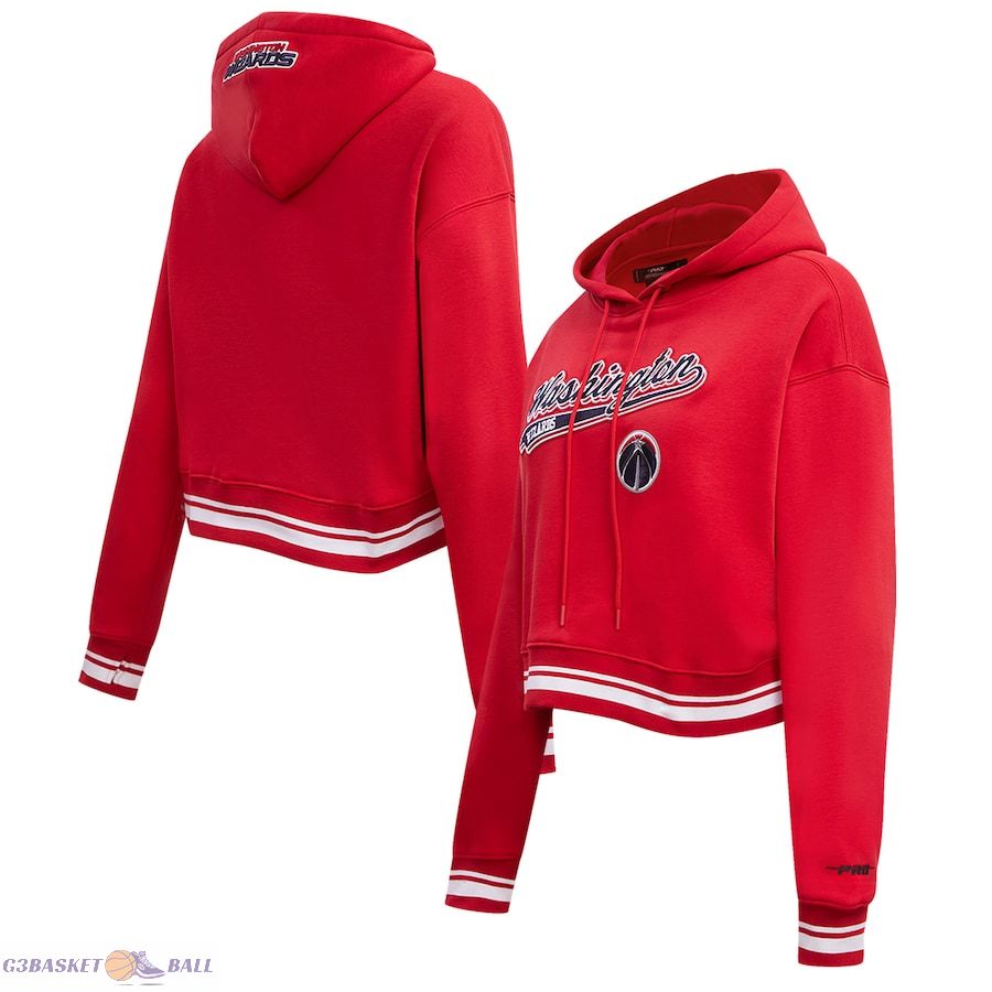 Women's Washington Wizards Pro Standard Red Script Tail Cropped Pullover Hoodie