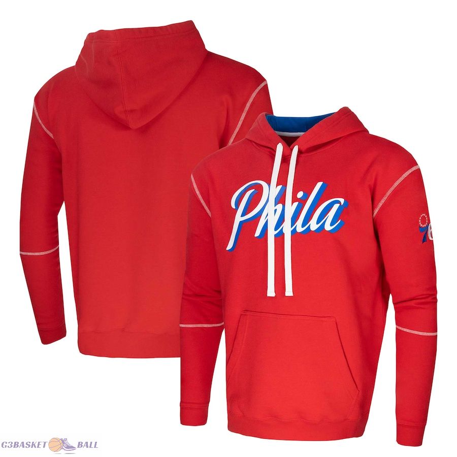 Unisex Stadium Essentials Philadelphia 76ers Red Monument Pullover Hoodie